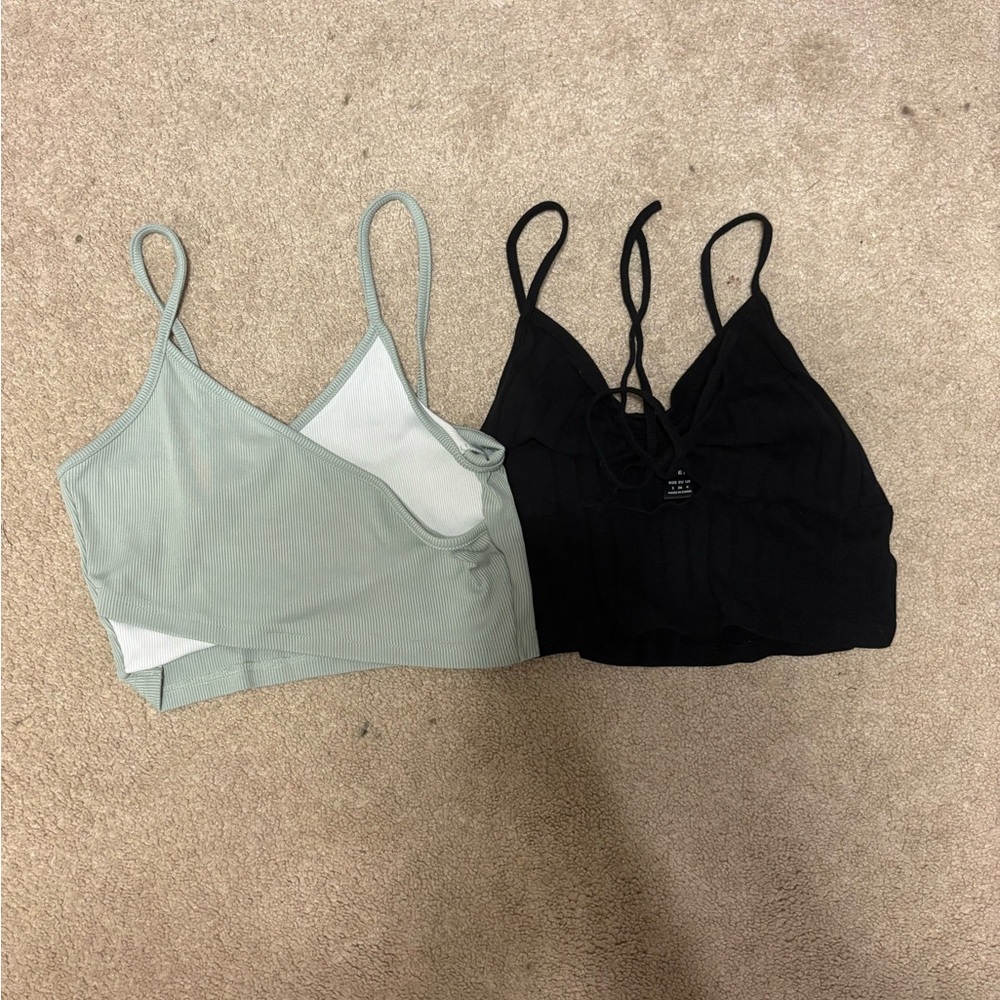 SHEIN Black and Sage Green Crop Tops